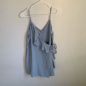 Light Blue Ruffle Wrap Romper